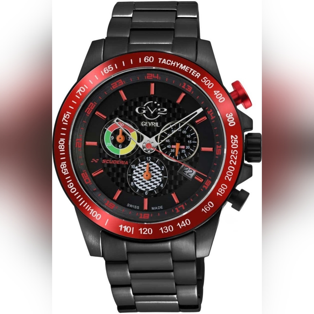 GV2 Scuderia Swiss Chronograph Bracelet Watch, 45mm Black - New